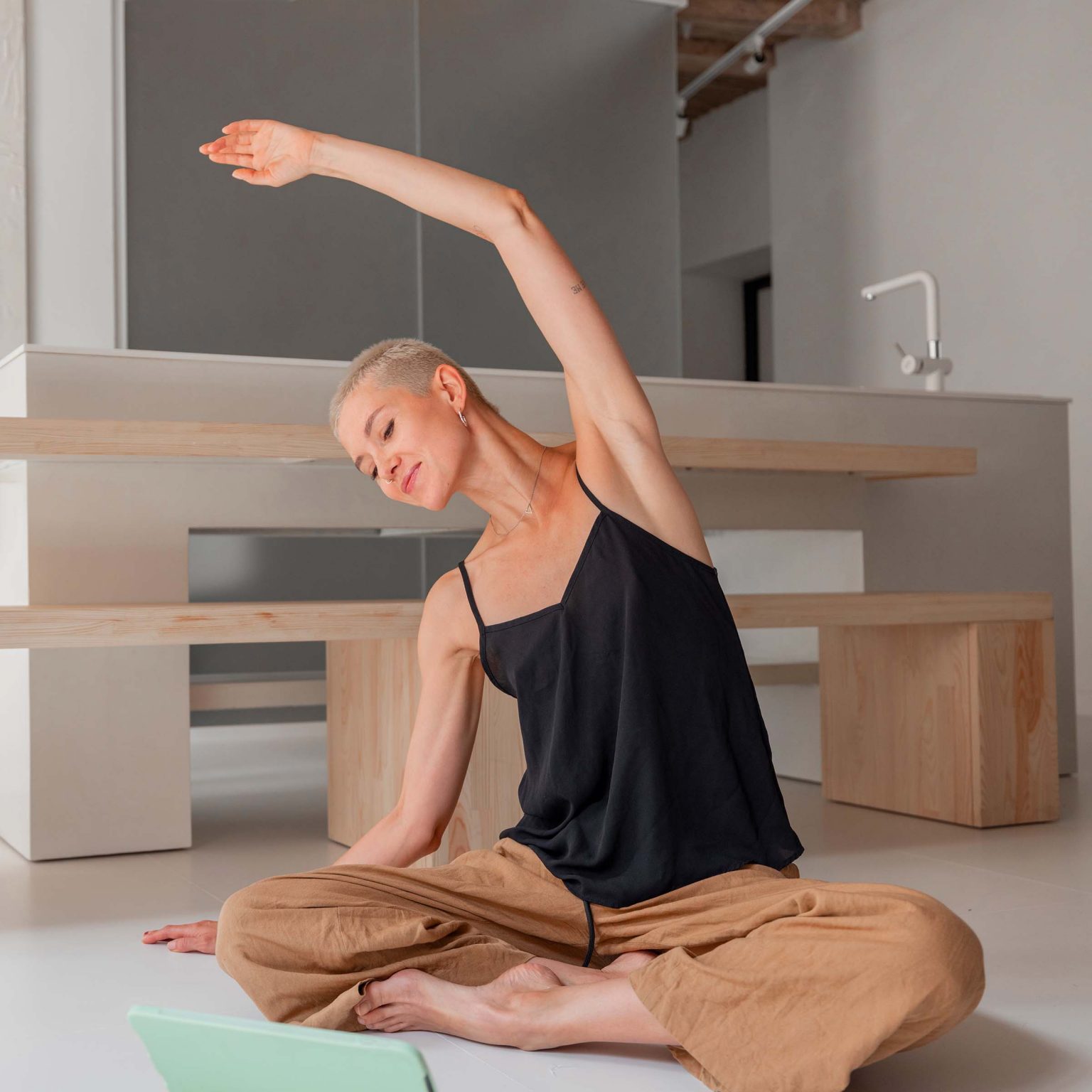 woman-practising-yoga-at-home